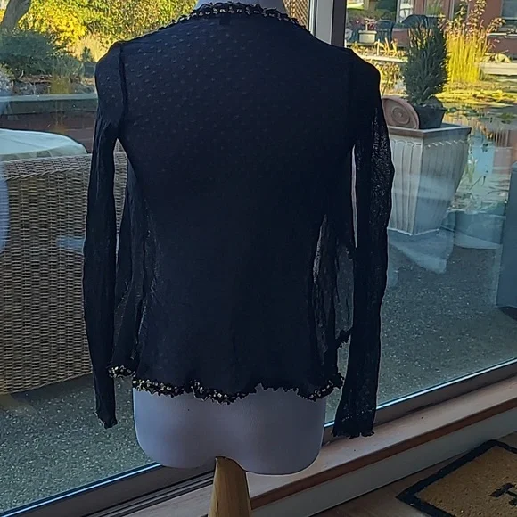 Betsey Johnson New York Black Gold Sheer Cardigan - Picture 3 of 9